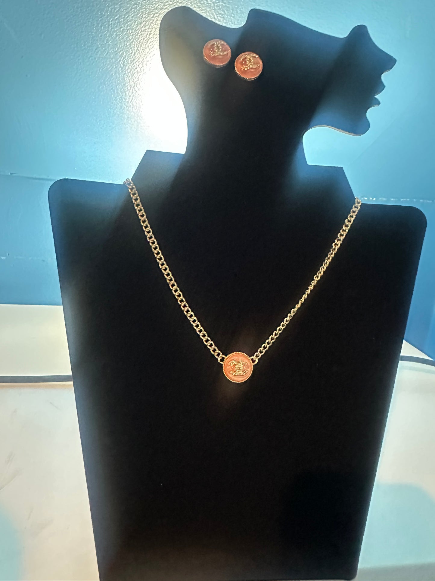 Pink Chelsea necklace and earrings set