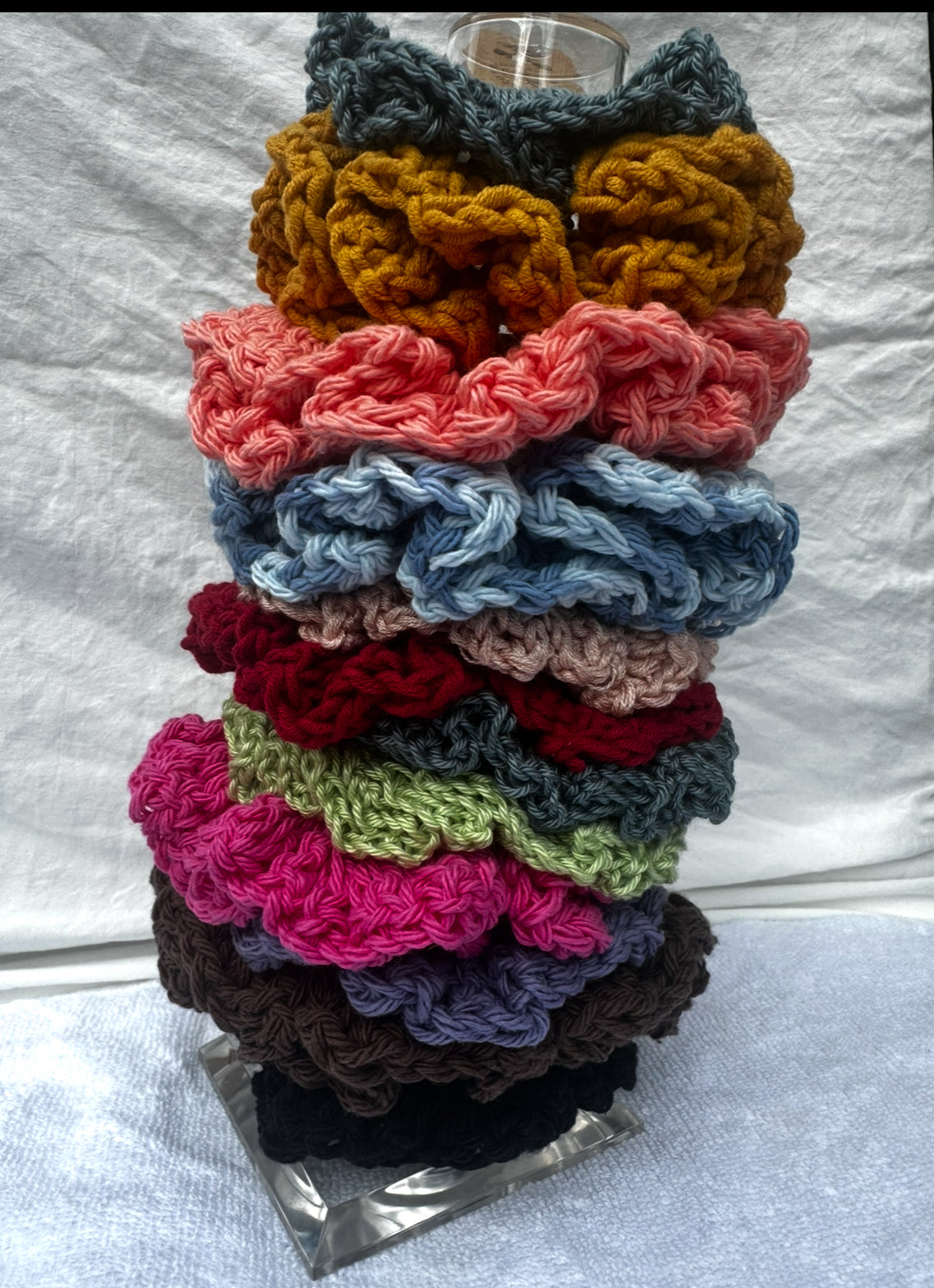 100% Cotton vegan crochet  hair Scrunchie