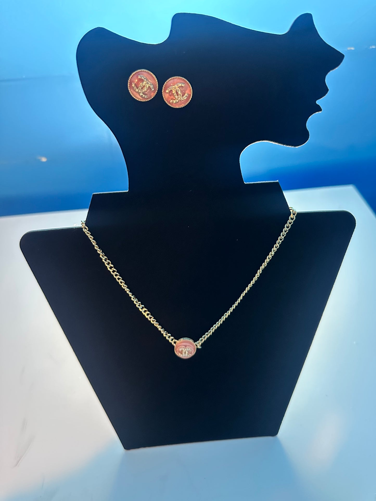 Pink Chelsea necklace and earrings set