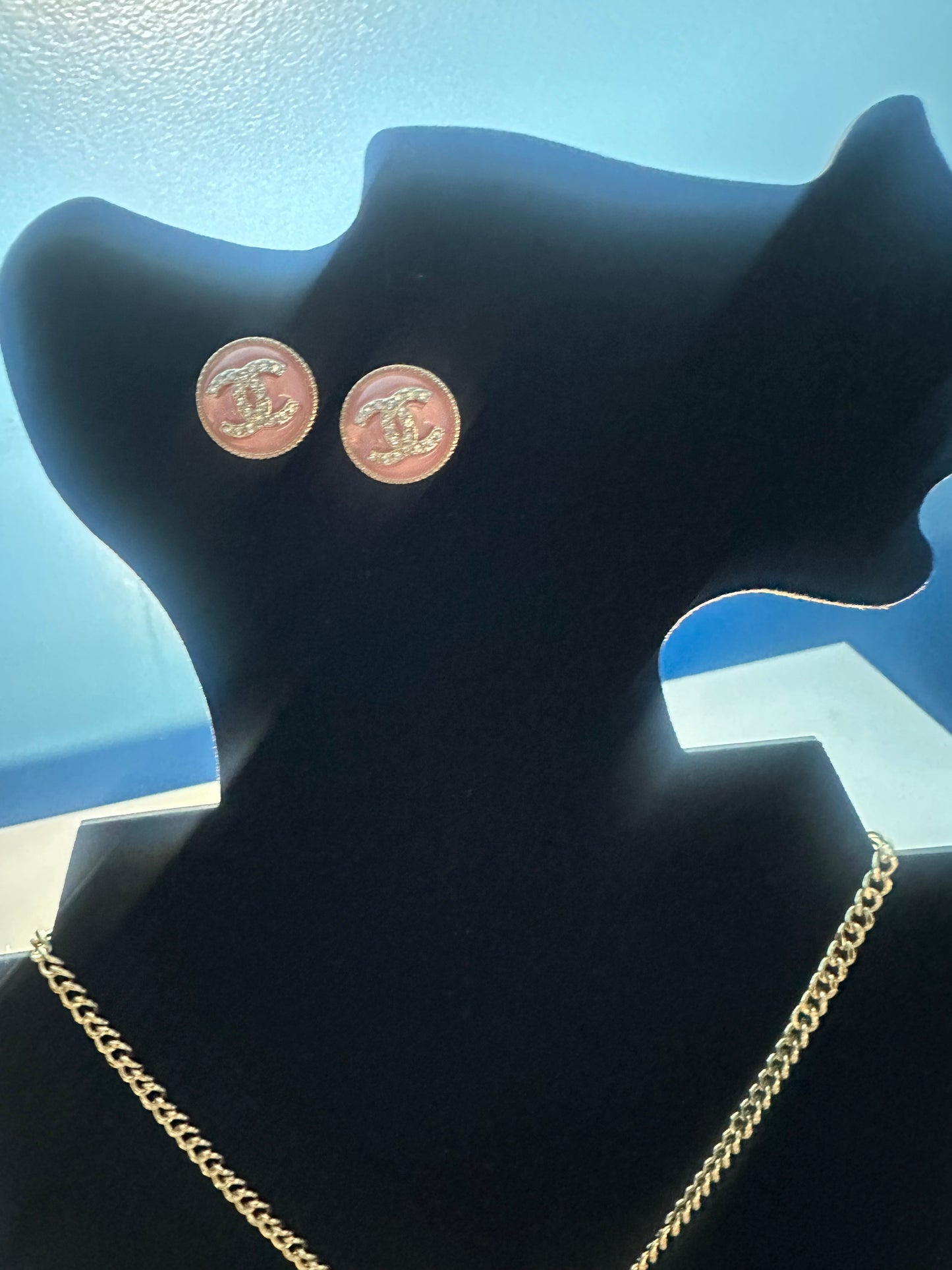 Pink Chelsea necklace and earrings set